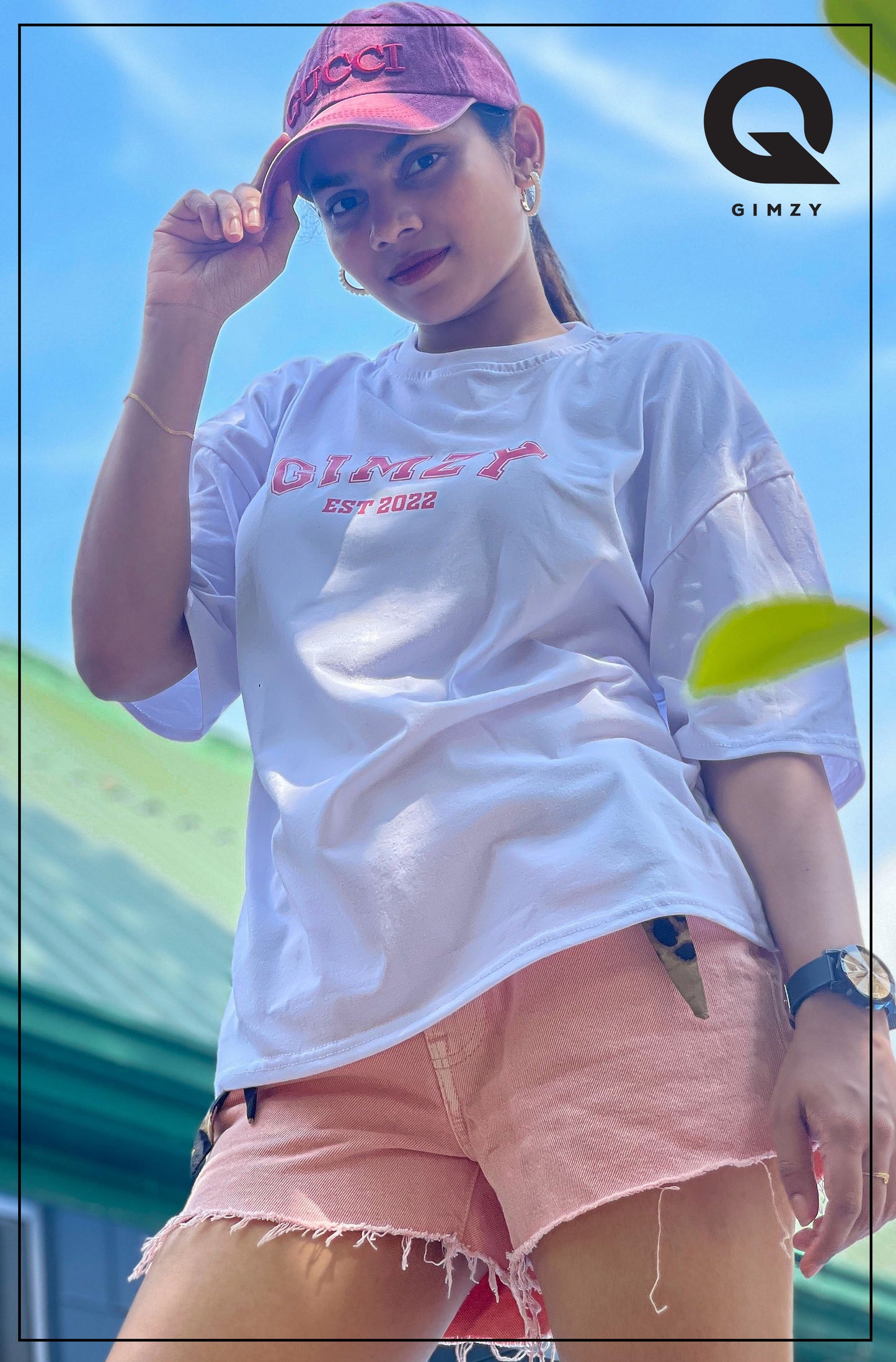 GIMZY Titled Drop Shoulder White Color Tee | GM184