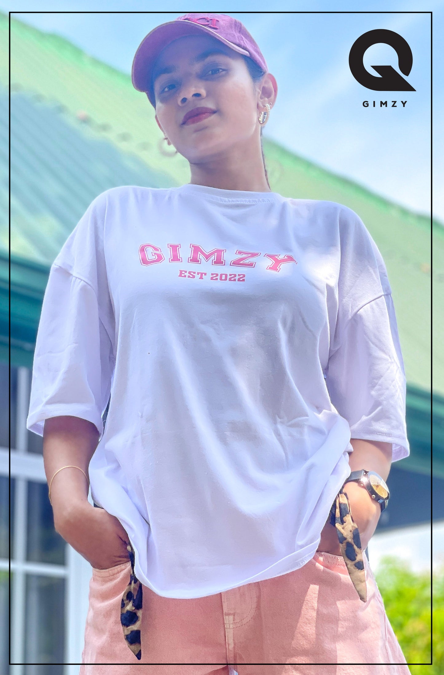 GIMZY Titled Drop Shoulder White Color Tee | GM184