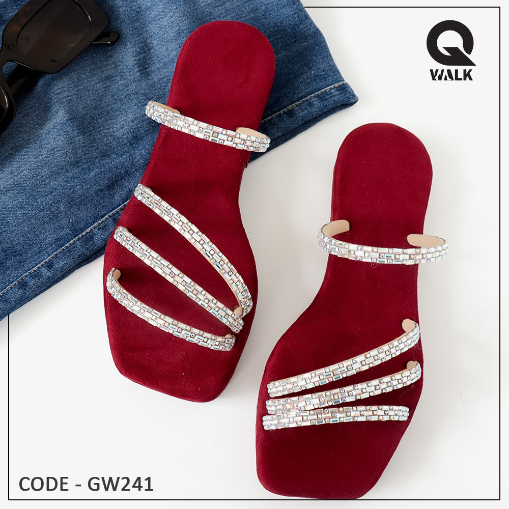 Red, Black, Velvet Brown Color Foam  Four Lined Slipper - GW241