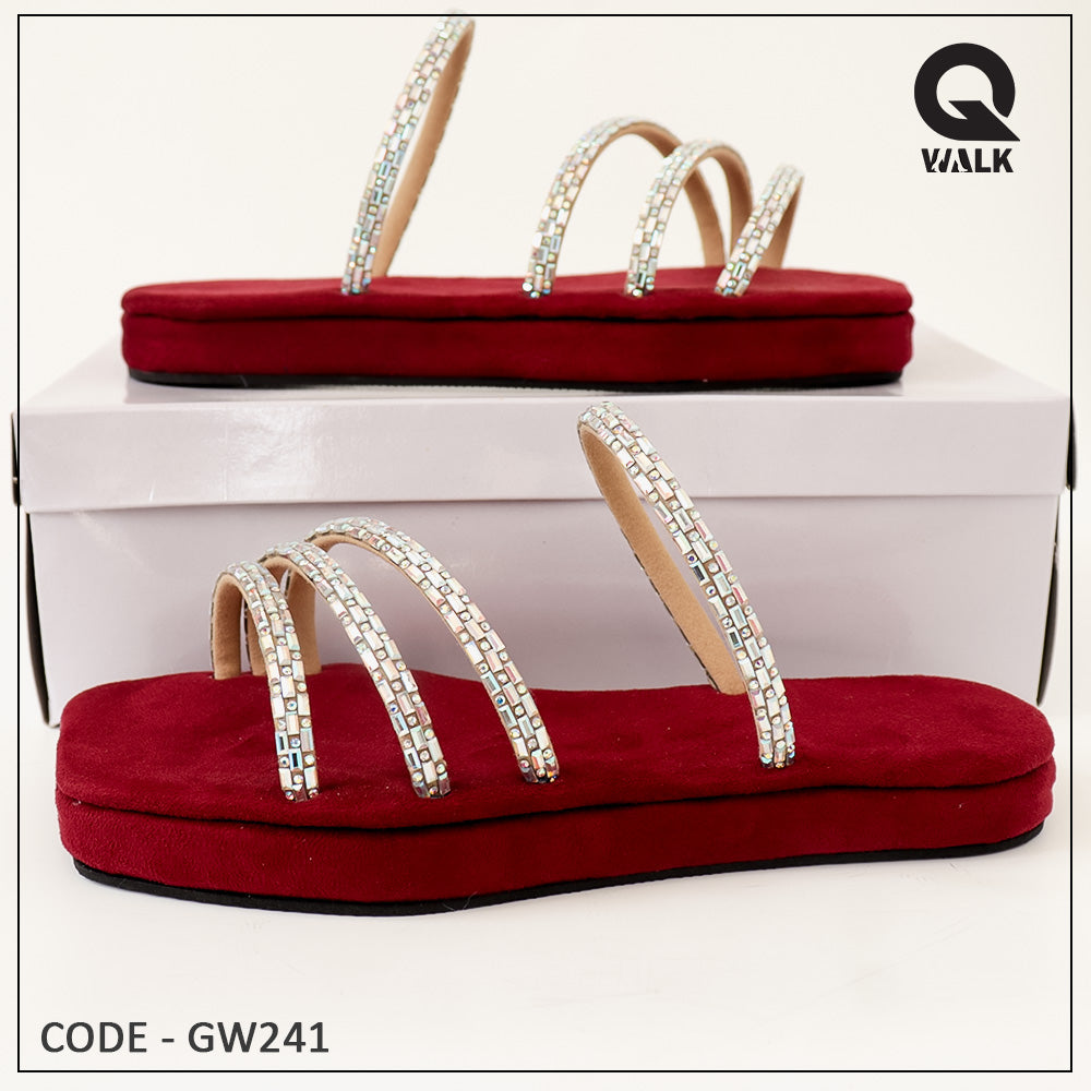 Red, Black, Velvet Brown Color Foam  Four Lined Slipper - GW241