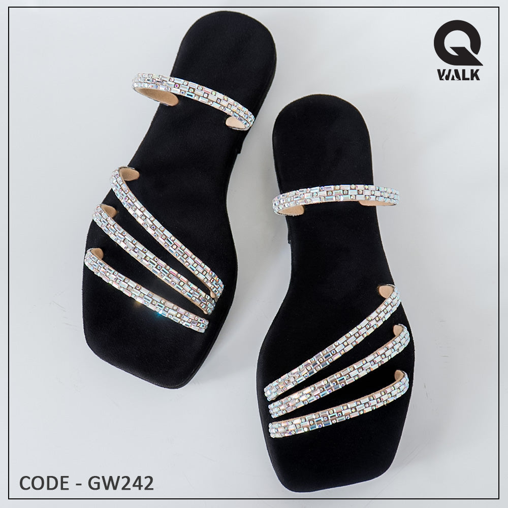 Red, Black, Velvet Brown Color Foam  Four Lined Slipper - GW241