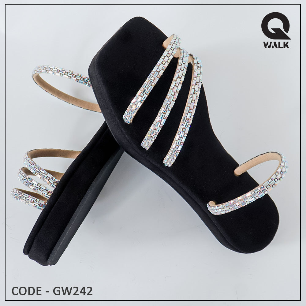 Red, Black, Velvet Brown Color Foam  Four Lined Slipper - GW241