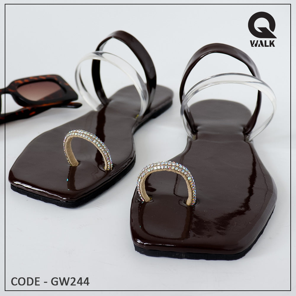 Black, Brown, White, Coffee Brown Color Flat Slipper - GW244
