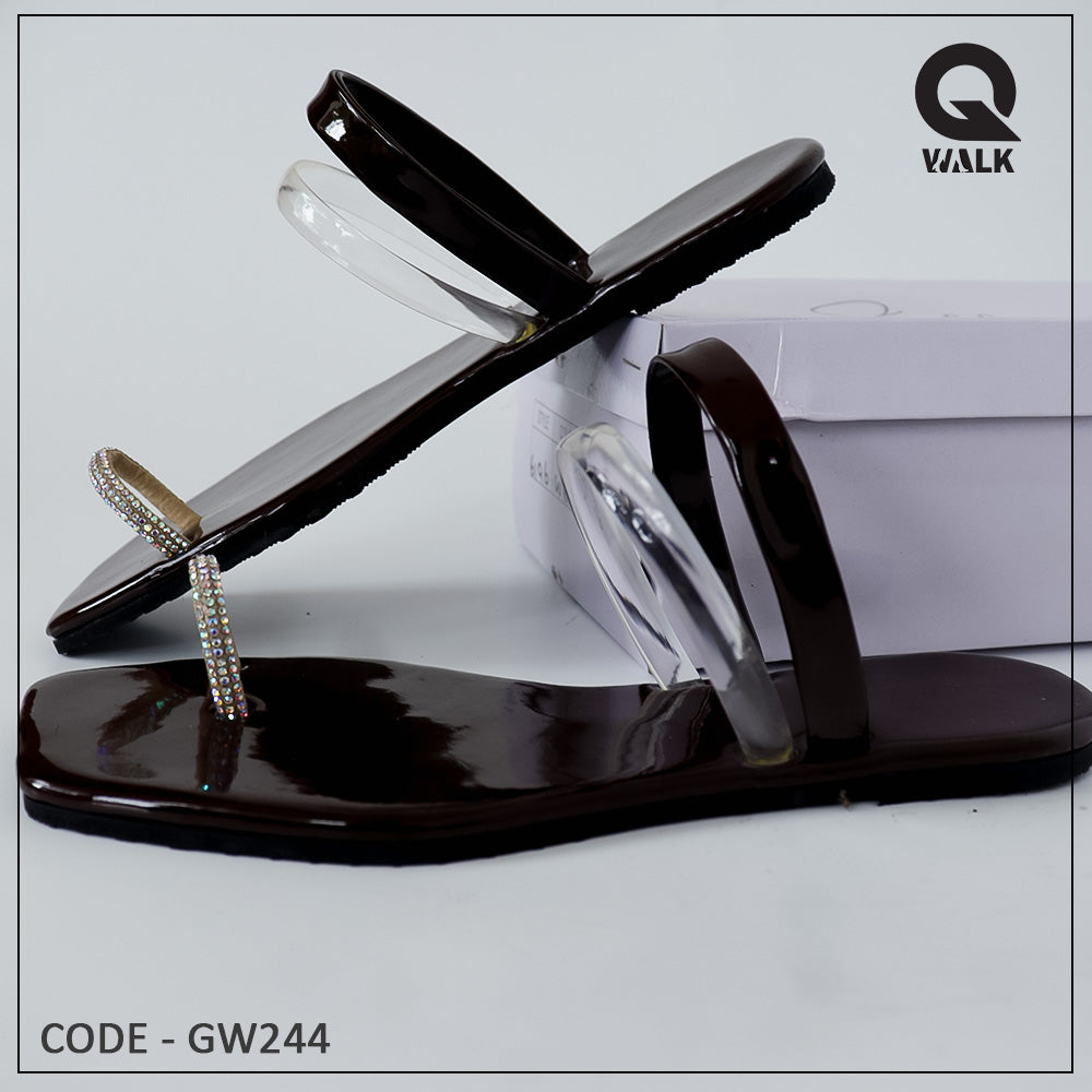 Black, Brown, White, Coffee Brown Color Flat Slipper - GW244
