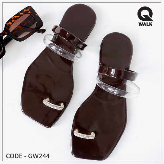 Black, Brown, White, Coffee Brown Color Flat Slipper - GW244