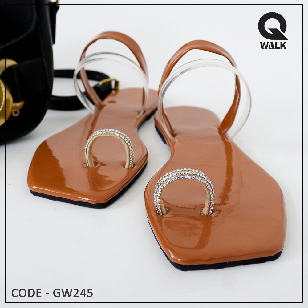 Black, Brown, White, Coffee Brown Color Flat Slipper - GW244