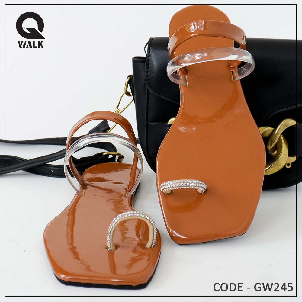 Black, Brown, White, Coffee Brown Color Flat Slipper - GW244