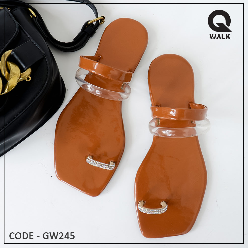 Black, Brown, White, Coffee Brown Color Flat Slipper - GW244