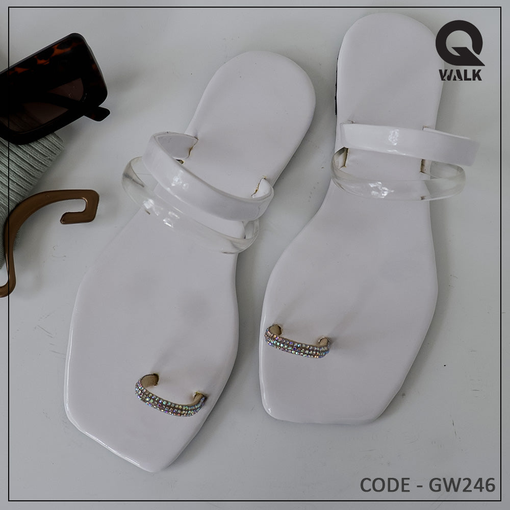 Black, Brown, White, Coffee Brown Color Flat Slipper - GW244