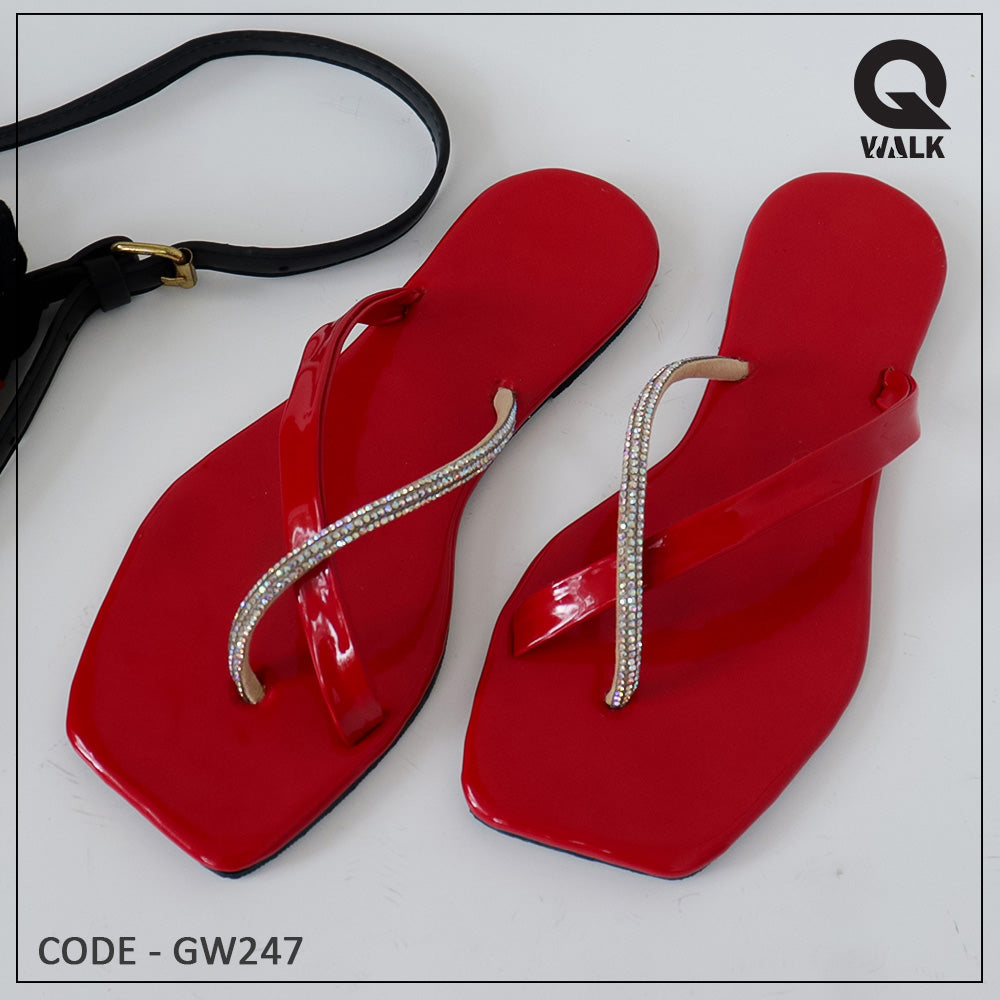 Red, Black, Green Color Flat Slipper - GW247