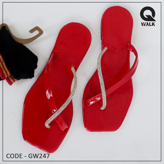 Red, Black, Green Color Flat Slipper - GW247