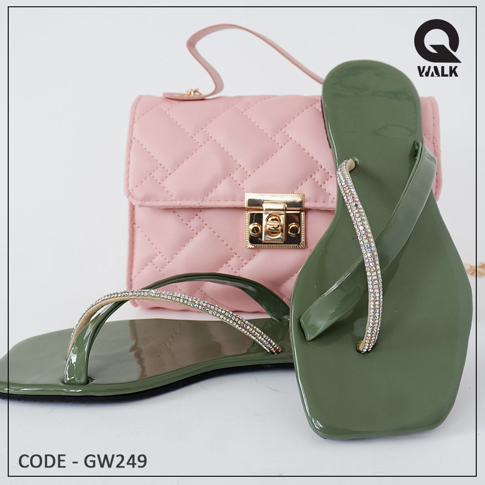 Red, Black, Green Color Flat Slipper - GW247