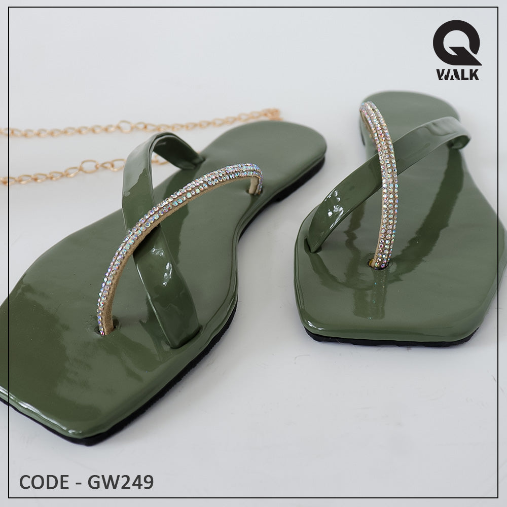 Red, Black, Green Color Flat Slipper - GW247
