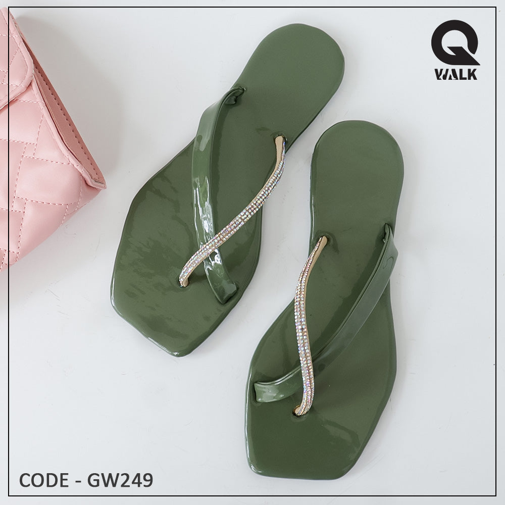 Red, Black, Green Color Flat Slipper - GW247