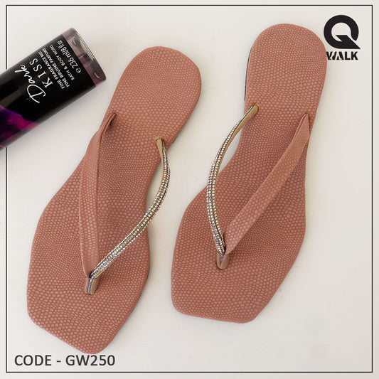 Pink, Olive Green, Yellow, Black Color Flat Slipper - GW250