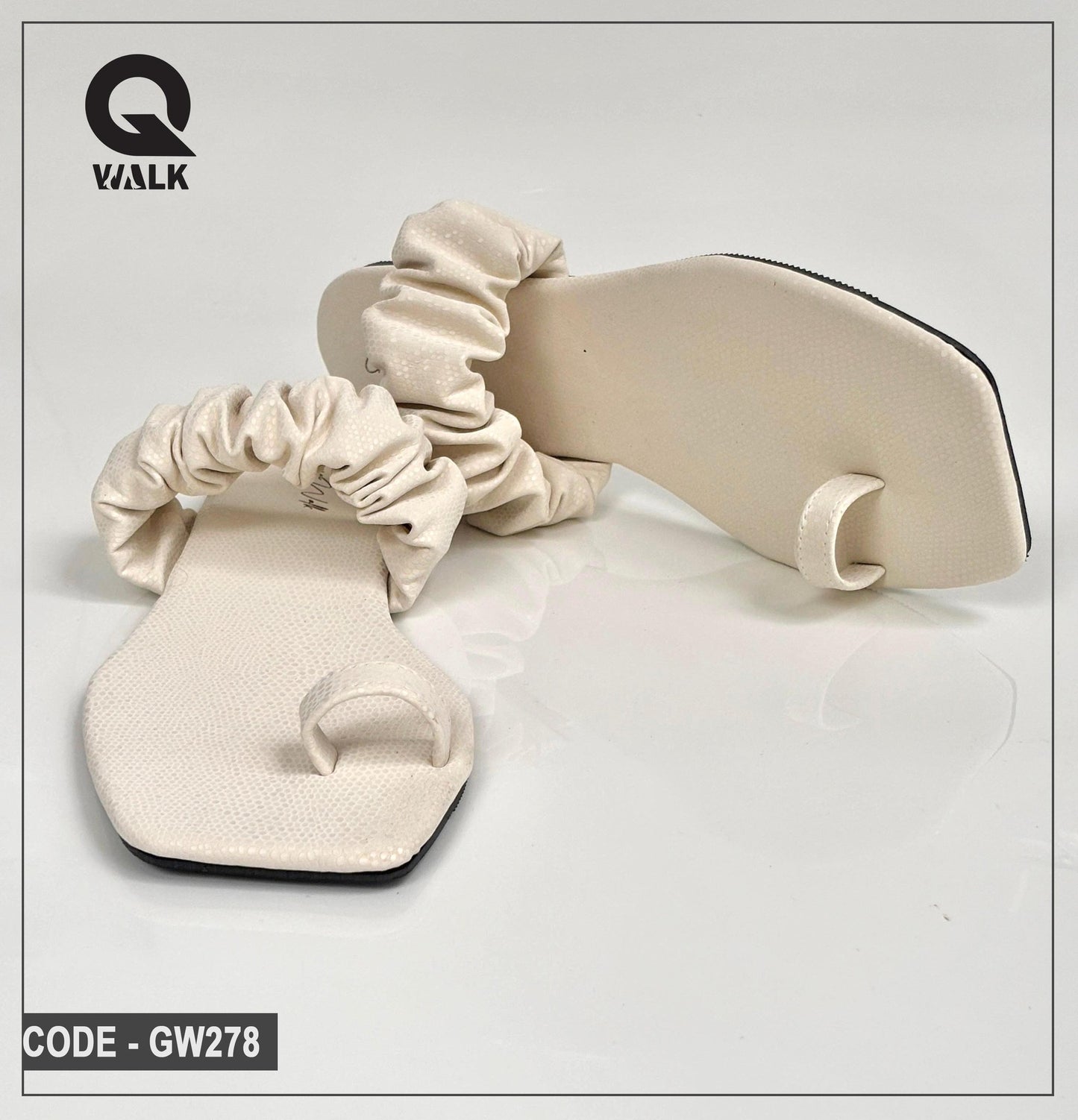 White Color Flat Slipper with Elastic Straps | GW278