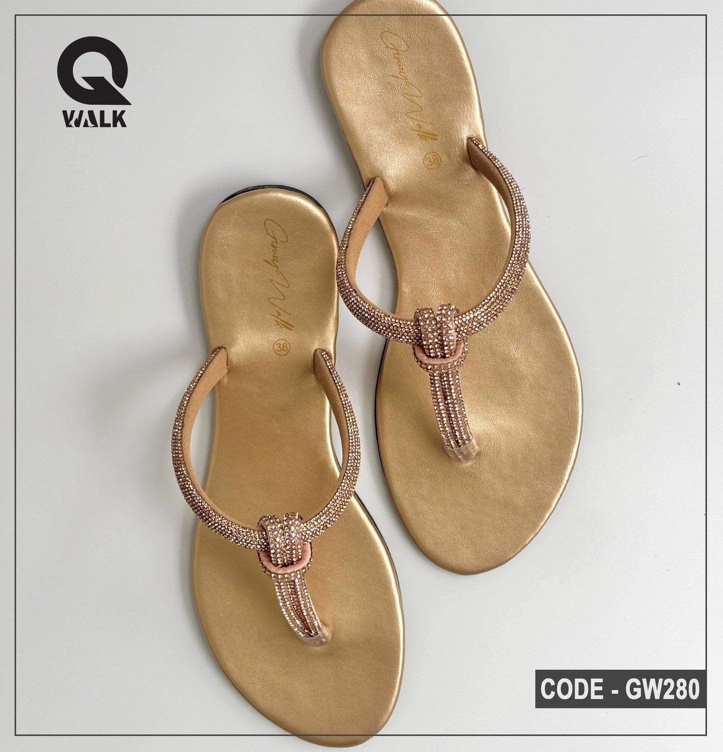 Copper Color Flat Slipper with Stone Straps | GW280