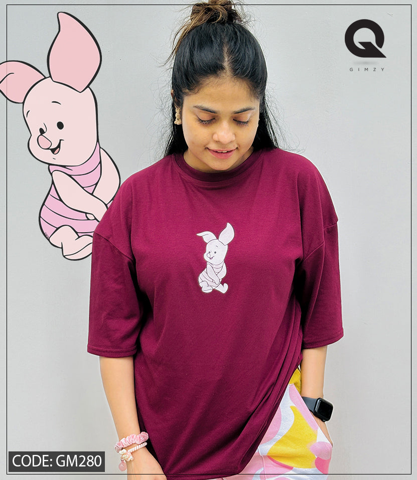 Maroon Color Drop Shoulder Tee | GM280