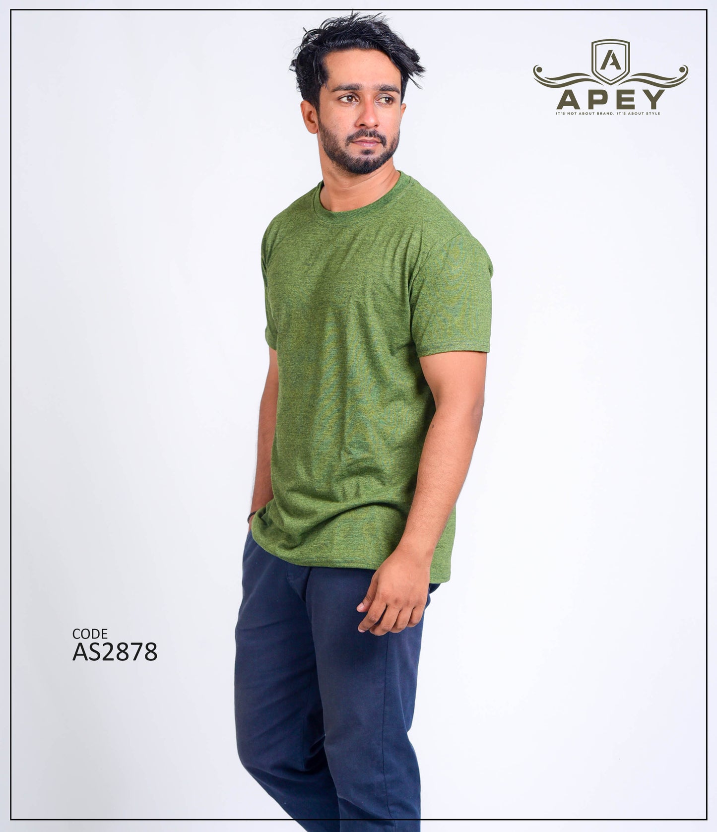 Marl Army Green Color Unisex Tee | AS2878