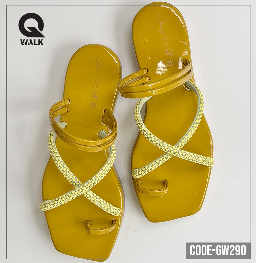 Shine Yellow Color Flatfoam with Stone Straps | GW290