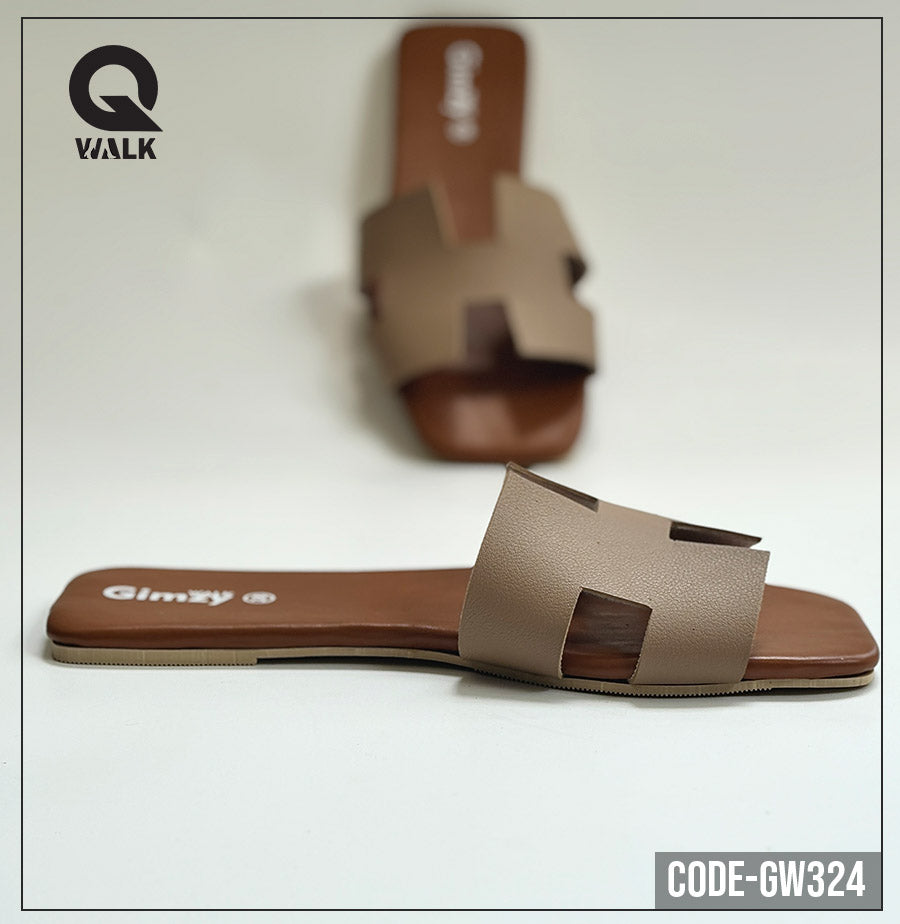 Brown Color Slipper with H Cut Front | GW324