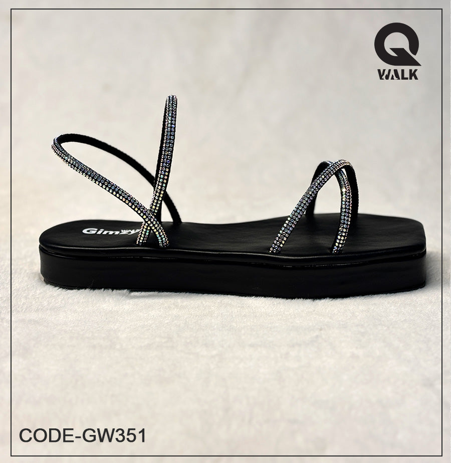 Black Color Flatfoam with Black Color Stone Strap| GW351