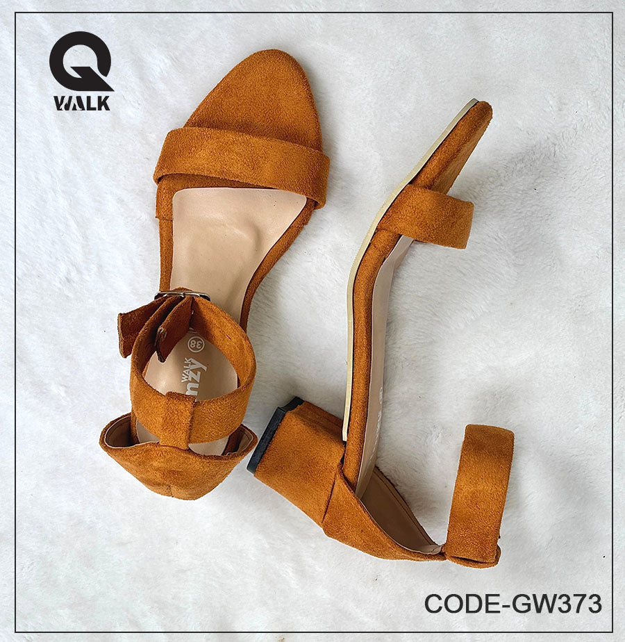 Tan Velvet Color 2 Inch heel with Straps | GW373