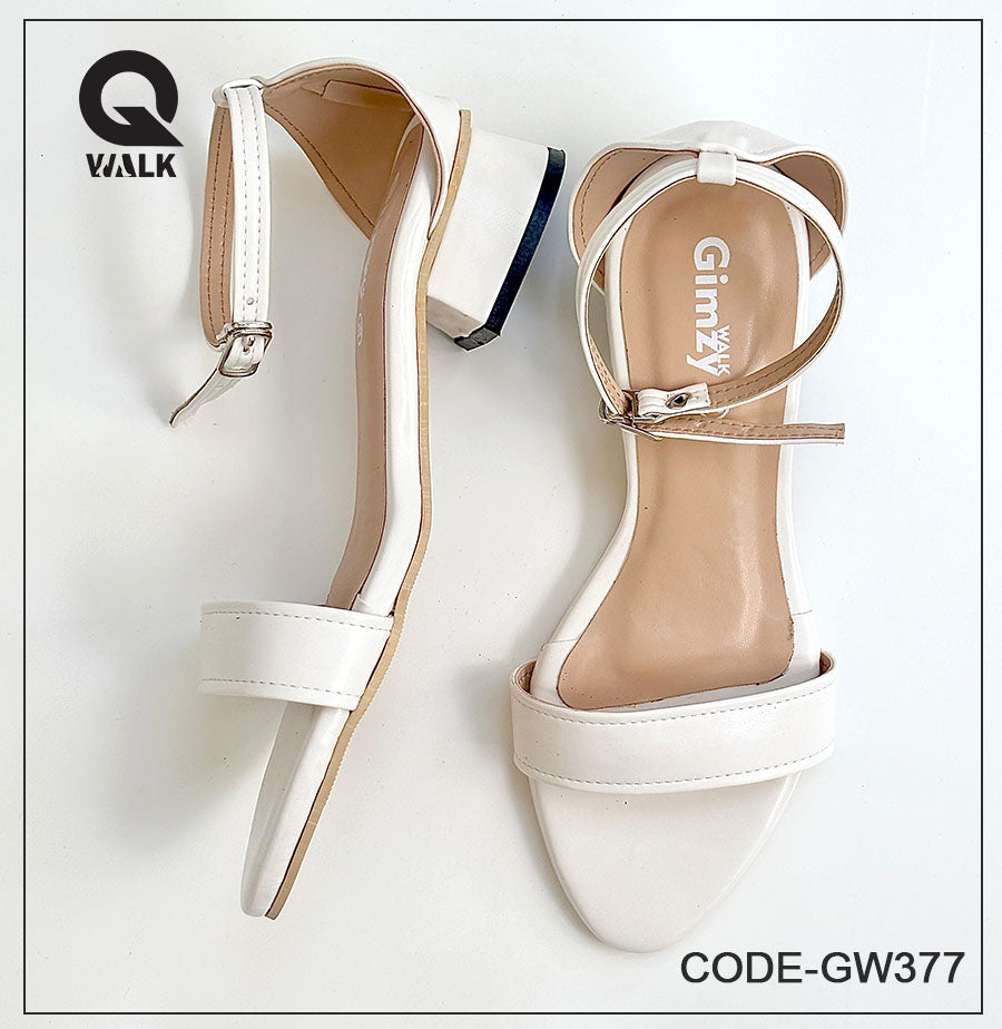 White Color 1.25 Inch heel with Straps | GW377
