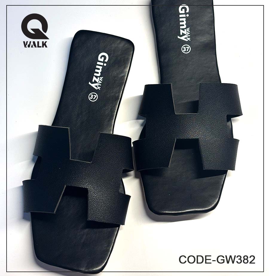 Black Color H Cut Top Flats | GW382