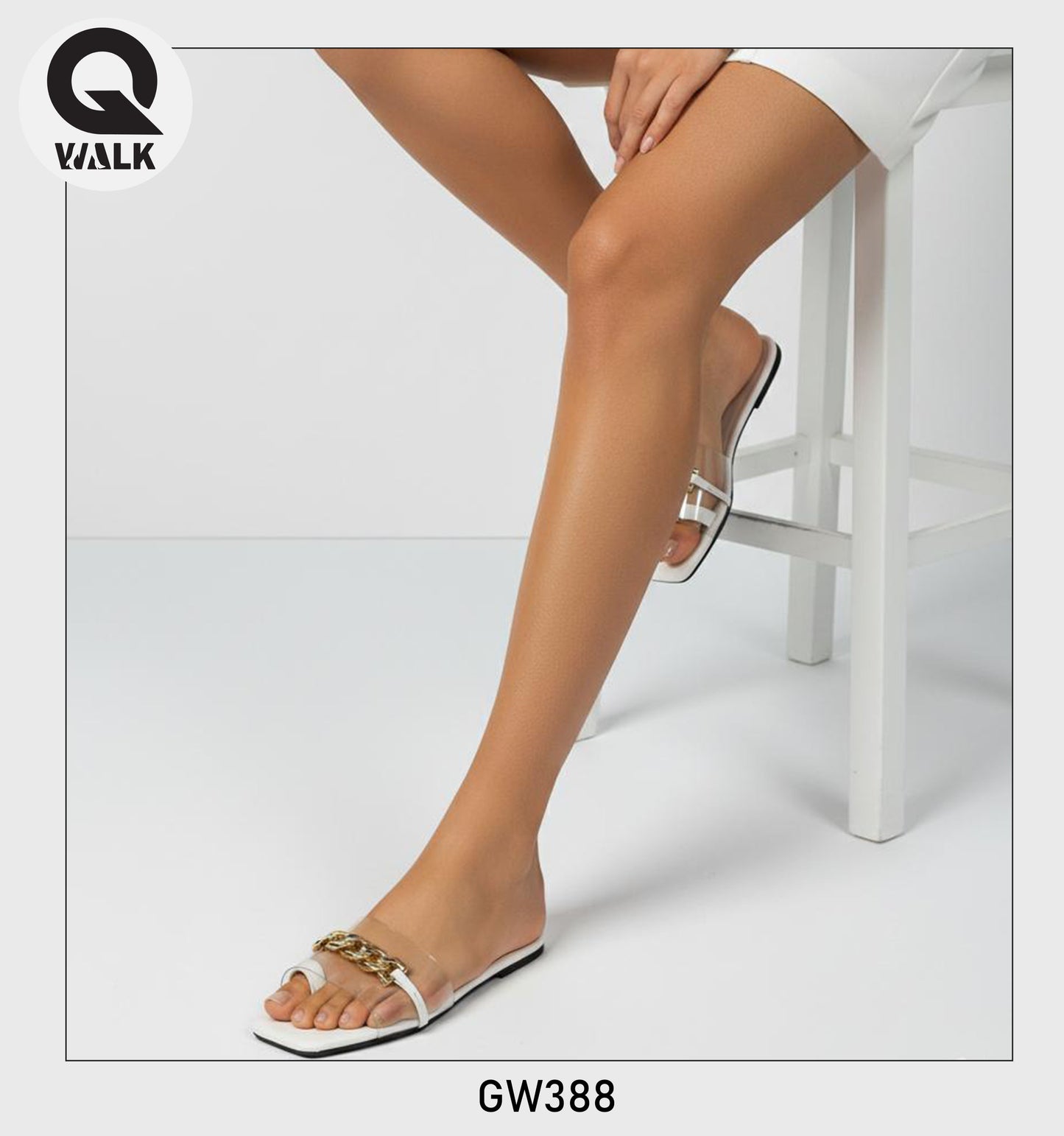 White Color Flat With Gold Chain & Toe Ring | GW388