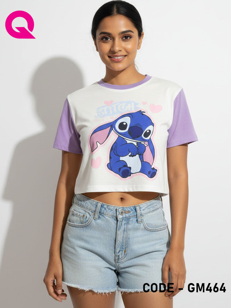 White Color & Laventa Sleeve Crop Top | GM464