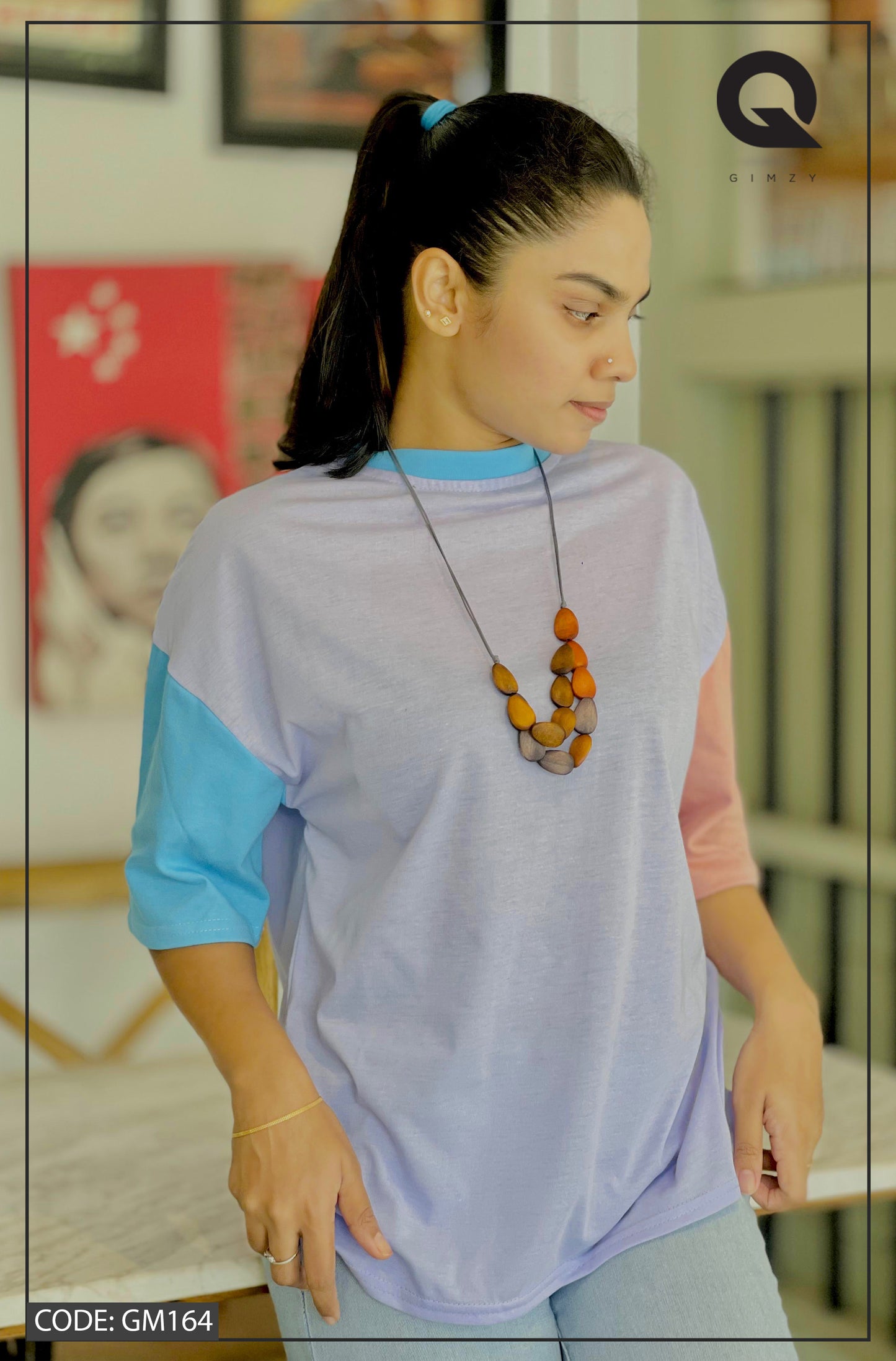 Drop Shoulder Oversized Multi Color T Shirt | GM164