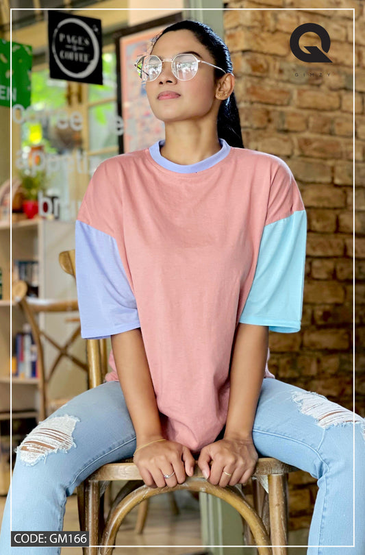 Drop Shoulder Oversized Multi Color T Shirt | GM166
