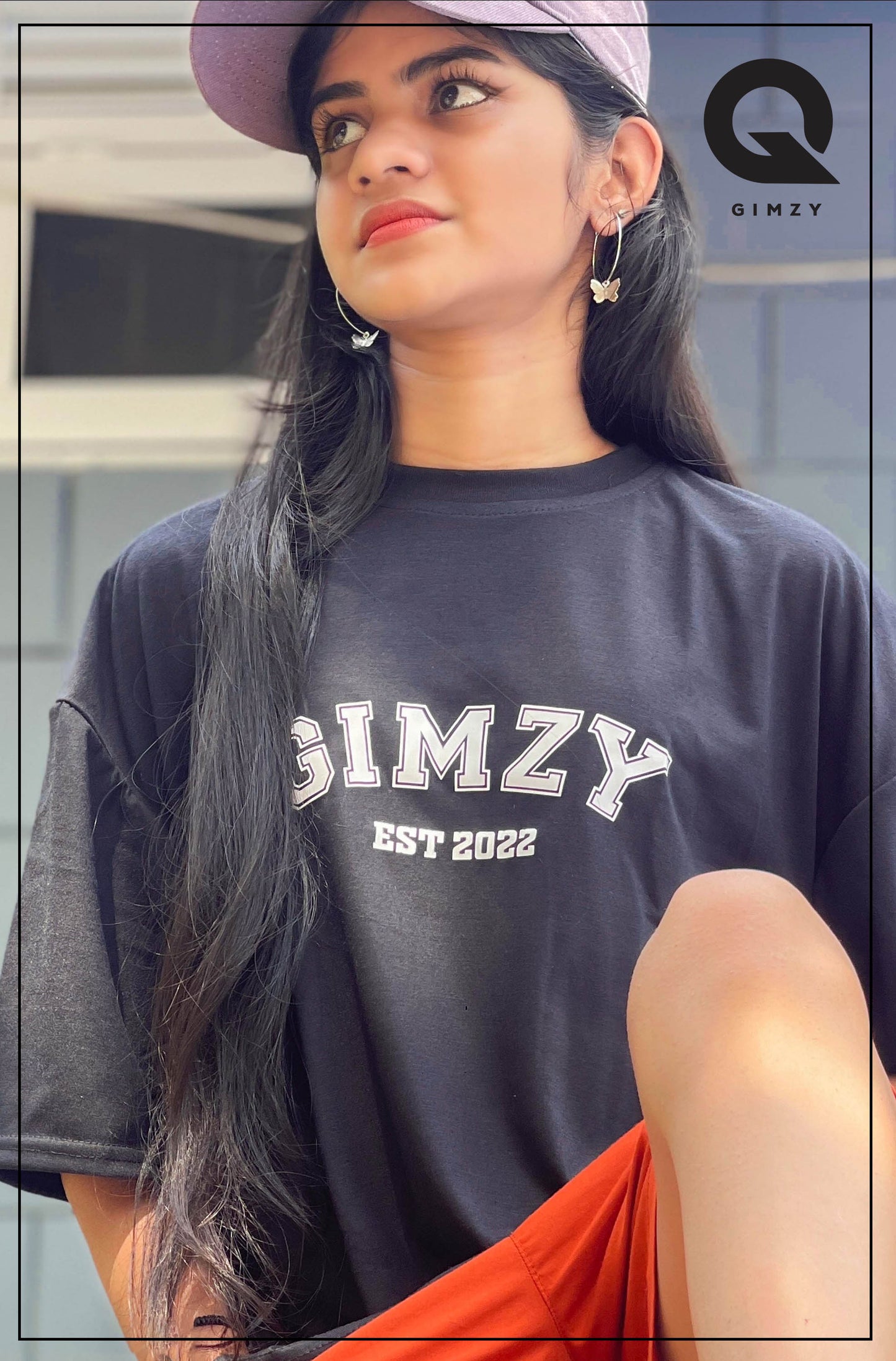 GIMZY Titled Drop Shoulder Black Color Tee | GM183