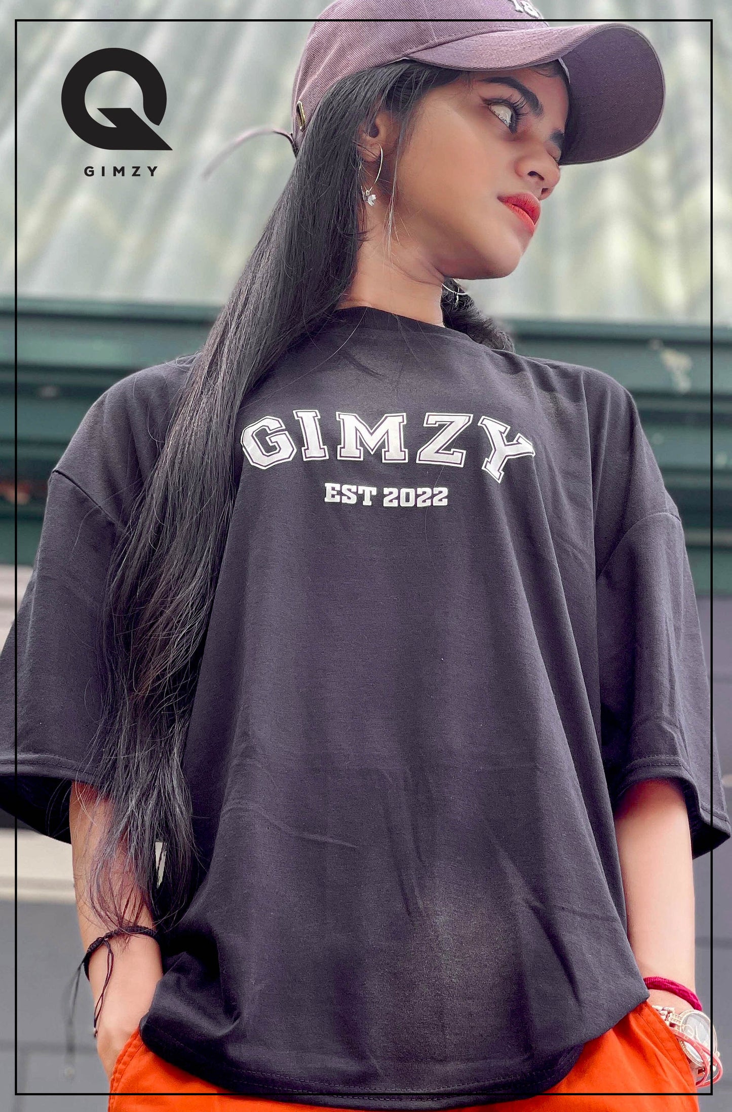 GIMZY Titled Drop Shoulder Black Color Tee | GM183