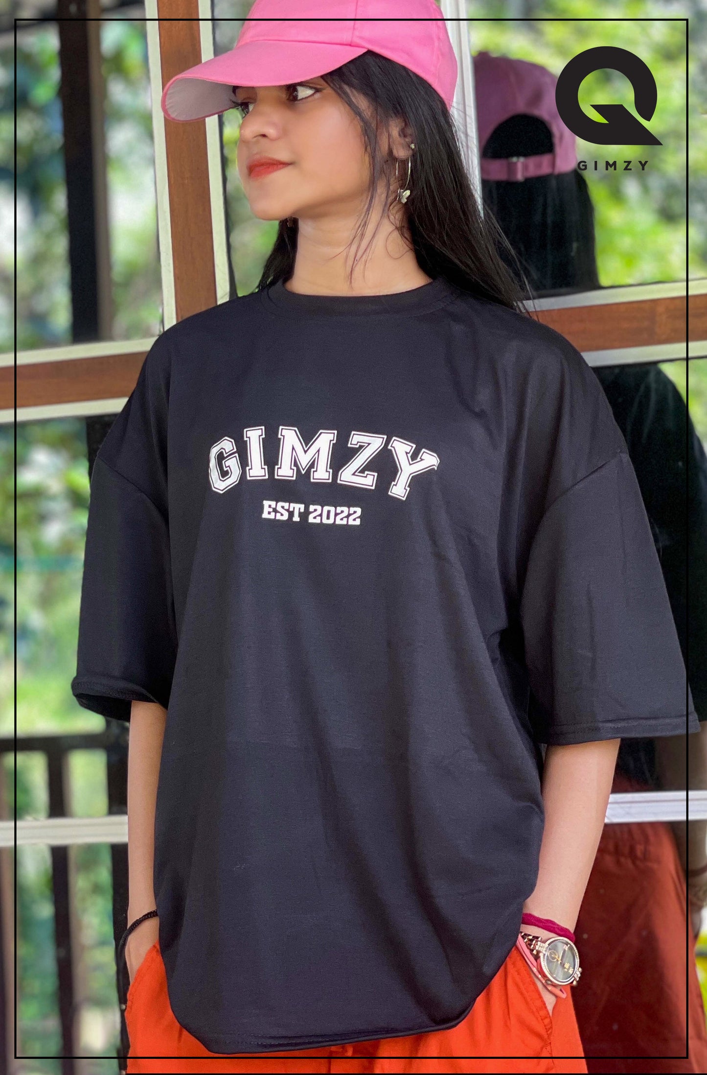 GIMZY Titled Drop Shoulder Black Color Tee | GM183