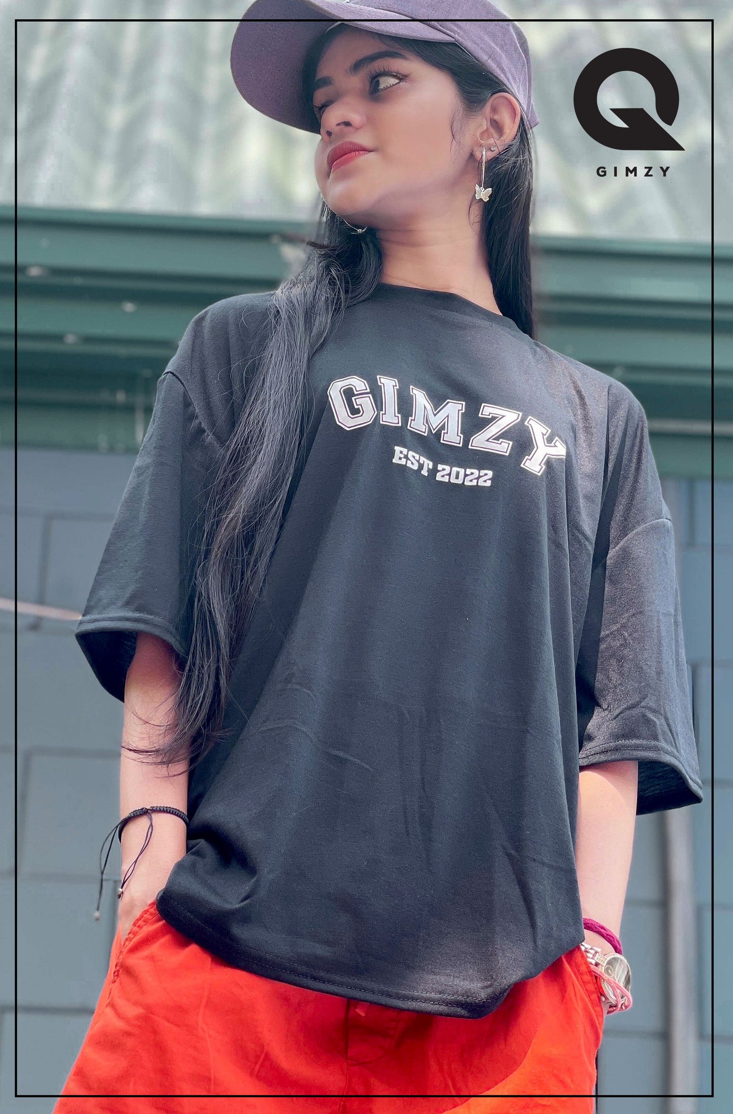 GIMZY Titled Drop Shoulder Black Color Tee | GM183