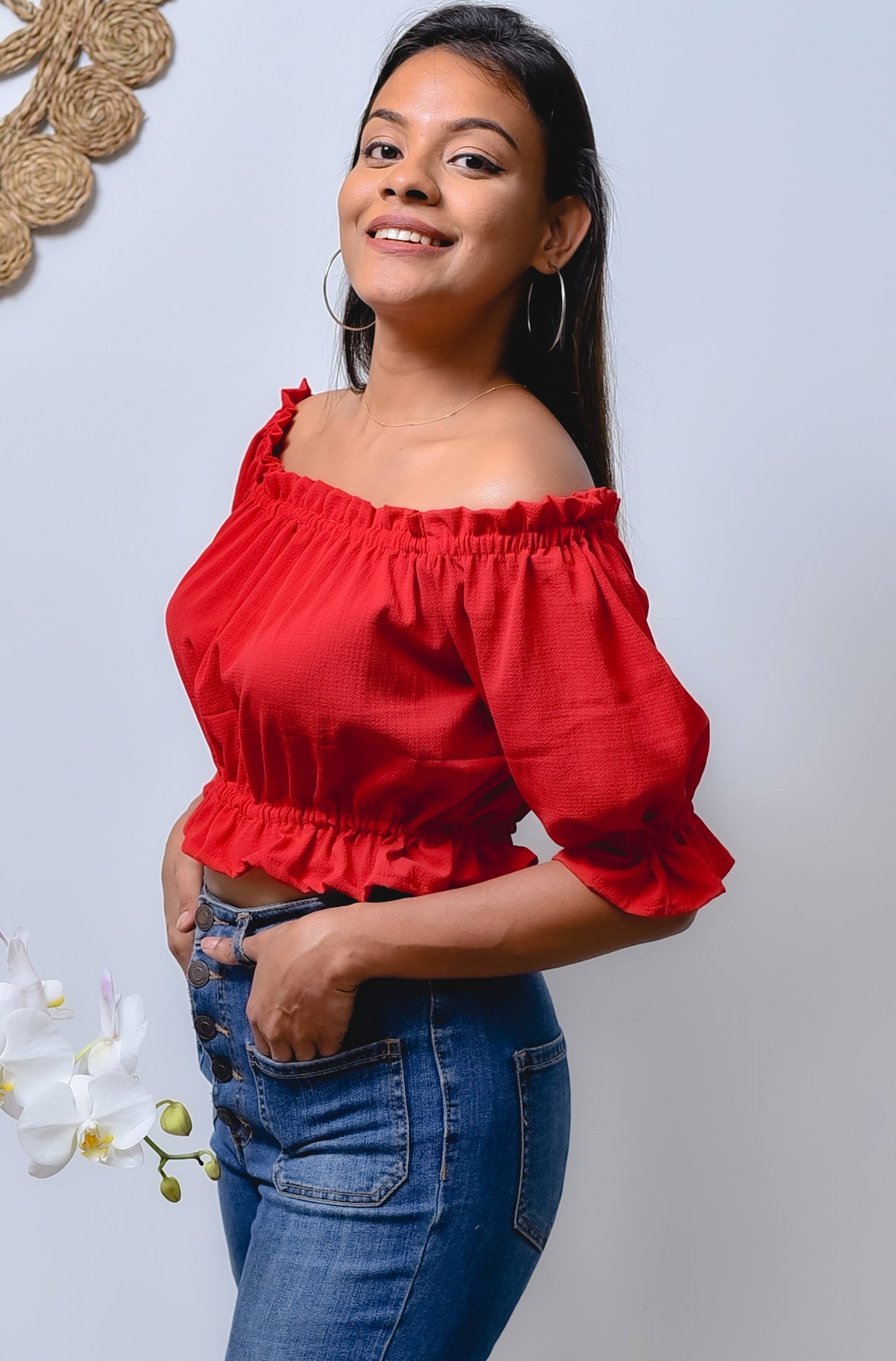 Red Color Crop Top