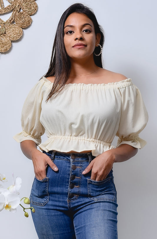 Off White Color Crop Top