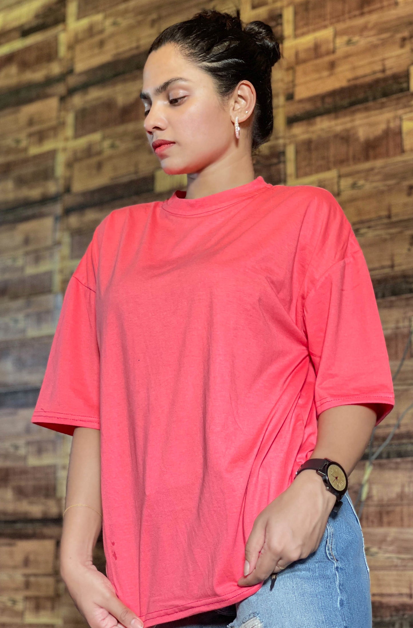 Drop Shoulder Oversized Watermelon Color T Shirt | GM185