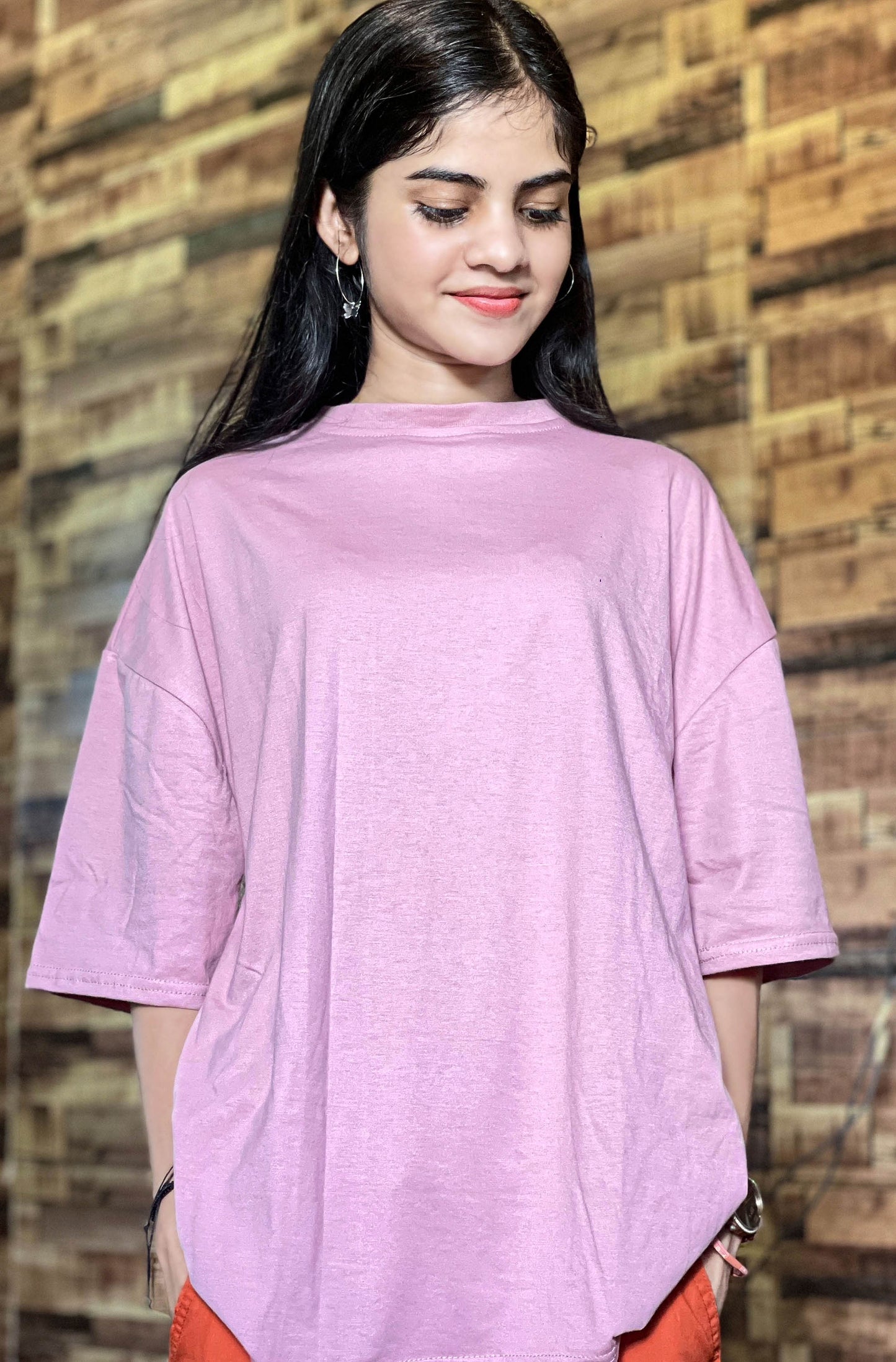 Drop Shoulder Oversized Pastel Purple Color T Shirt | GM188