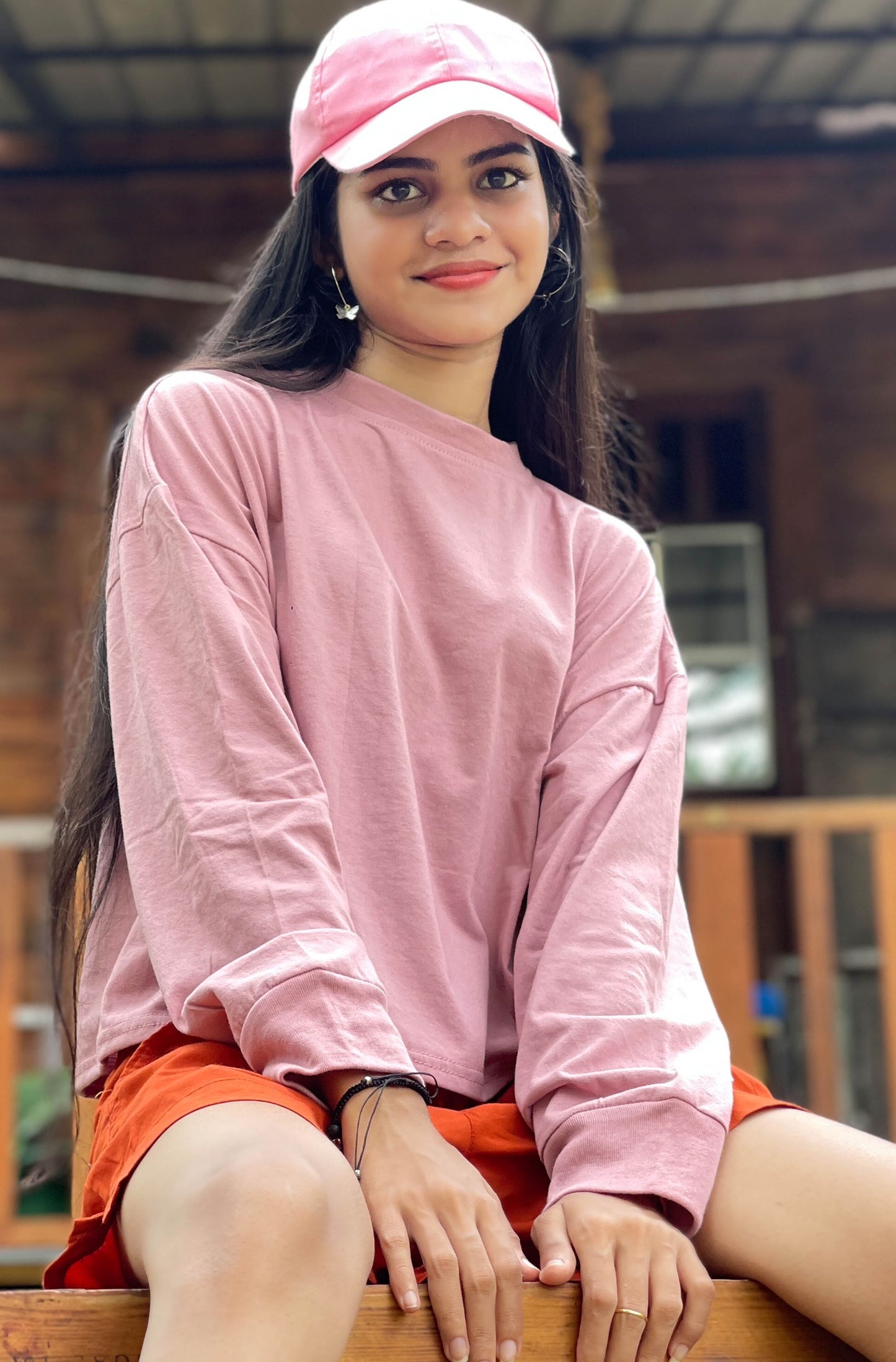 Drop Shoulder Oversized Long Sleeve Pastel Purple Color Short T Shirt | GM192