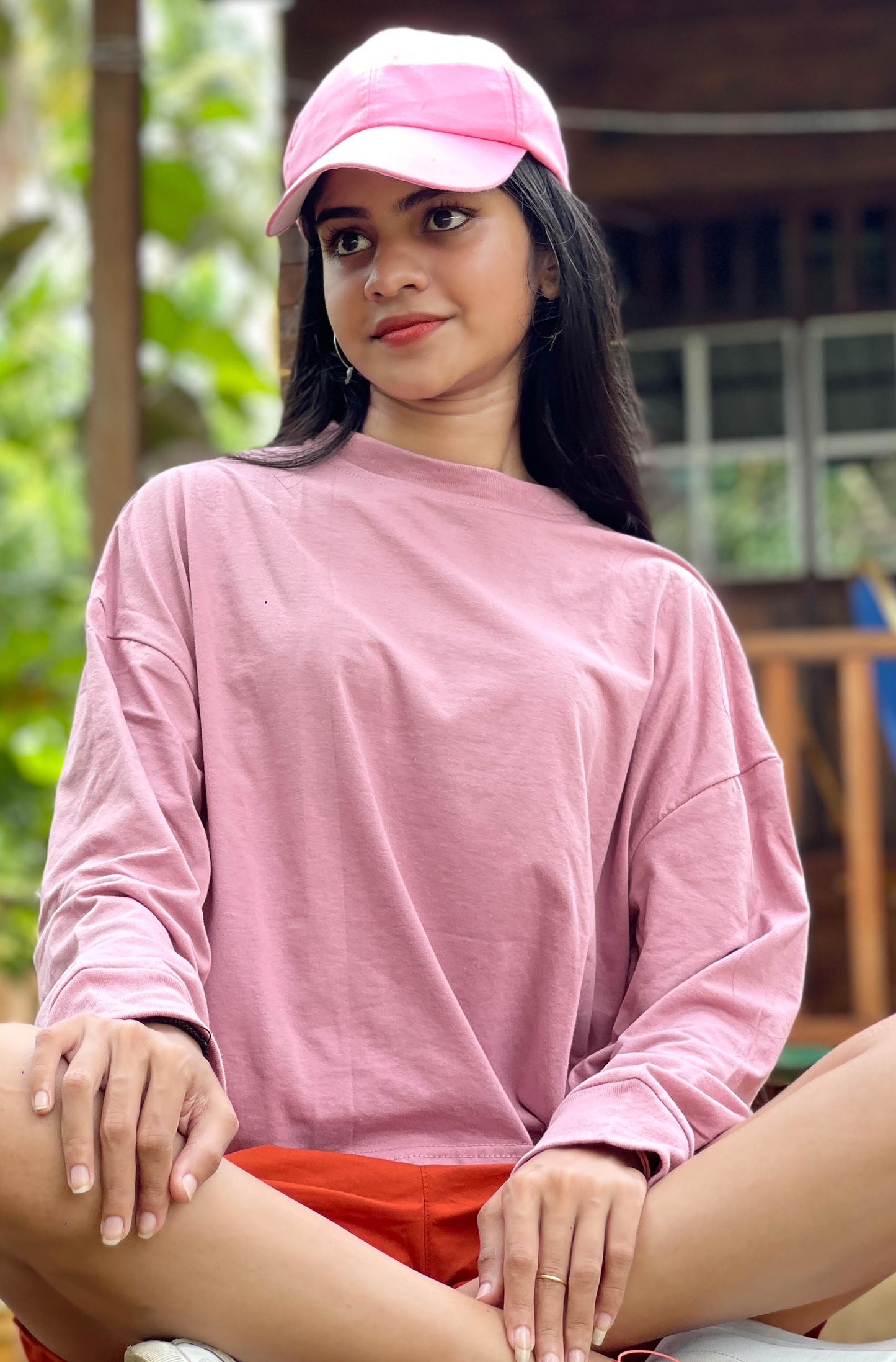 Drop Shoulder Oversized Long Sleeve Pastel Purple Color Short T Shirt | GM192