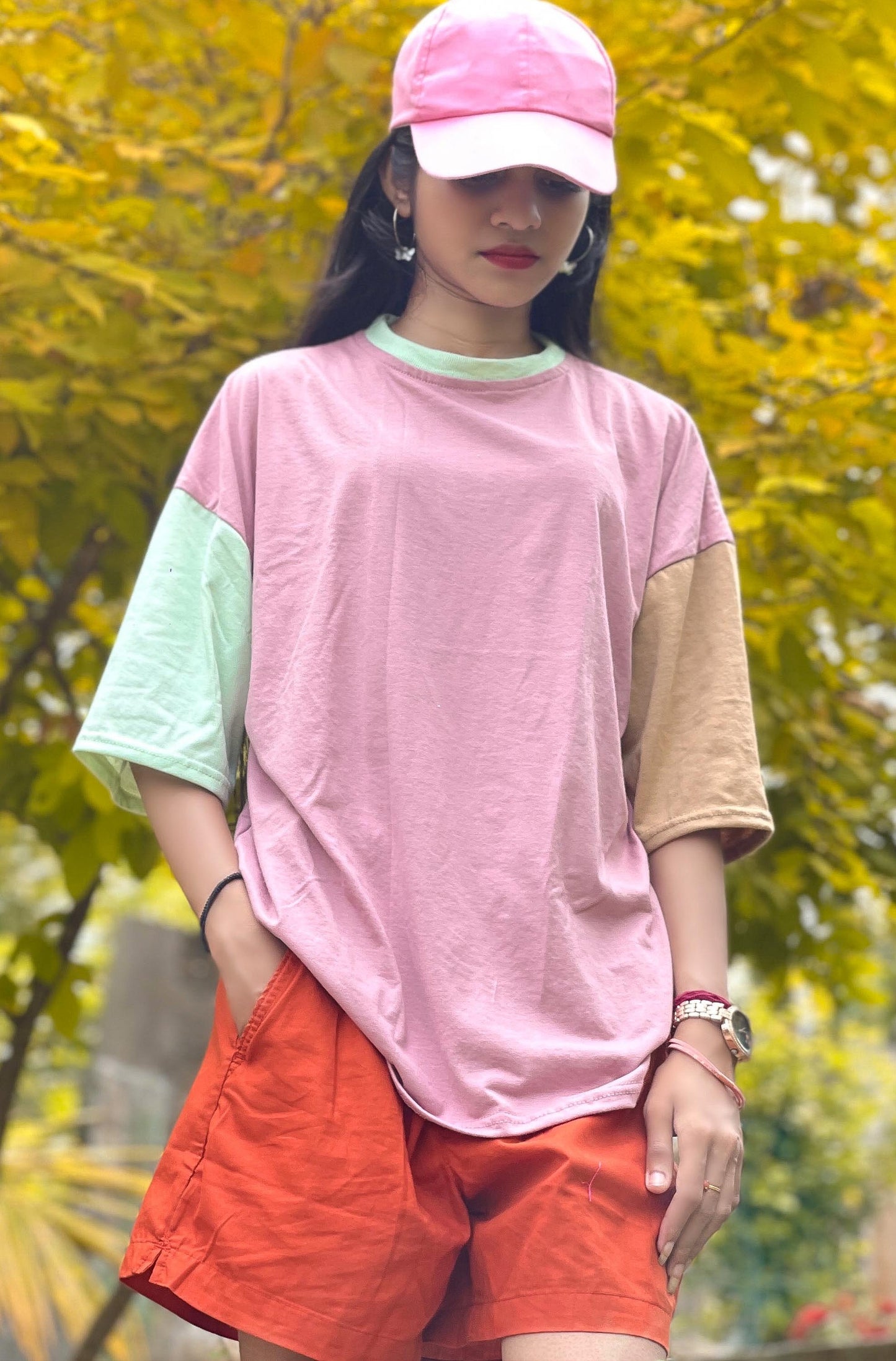 Drop Shoulder Oversized Multi Color T Shirt | GM201