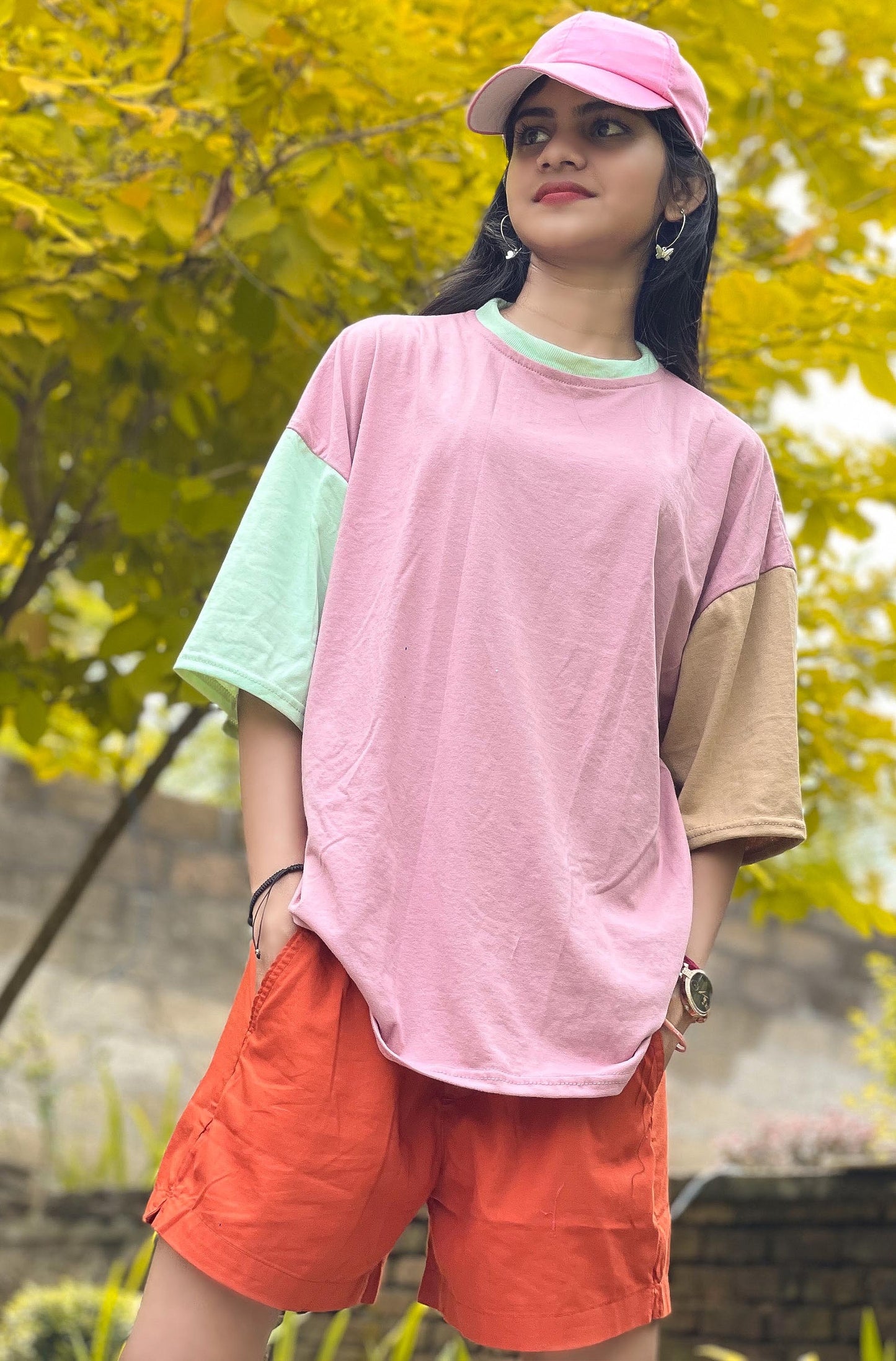 Drop Shoulder Oversized Multi Color T Shirt | GM201