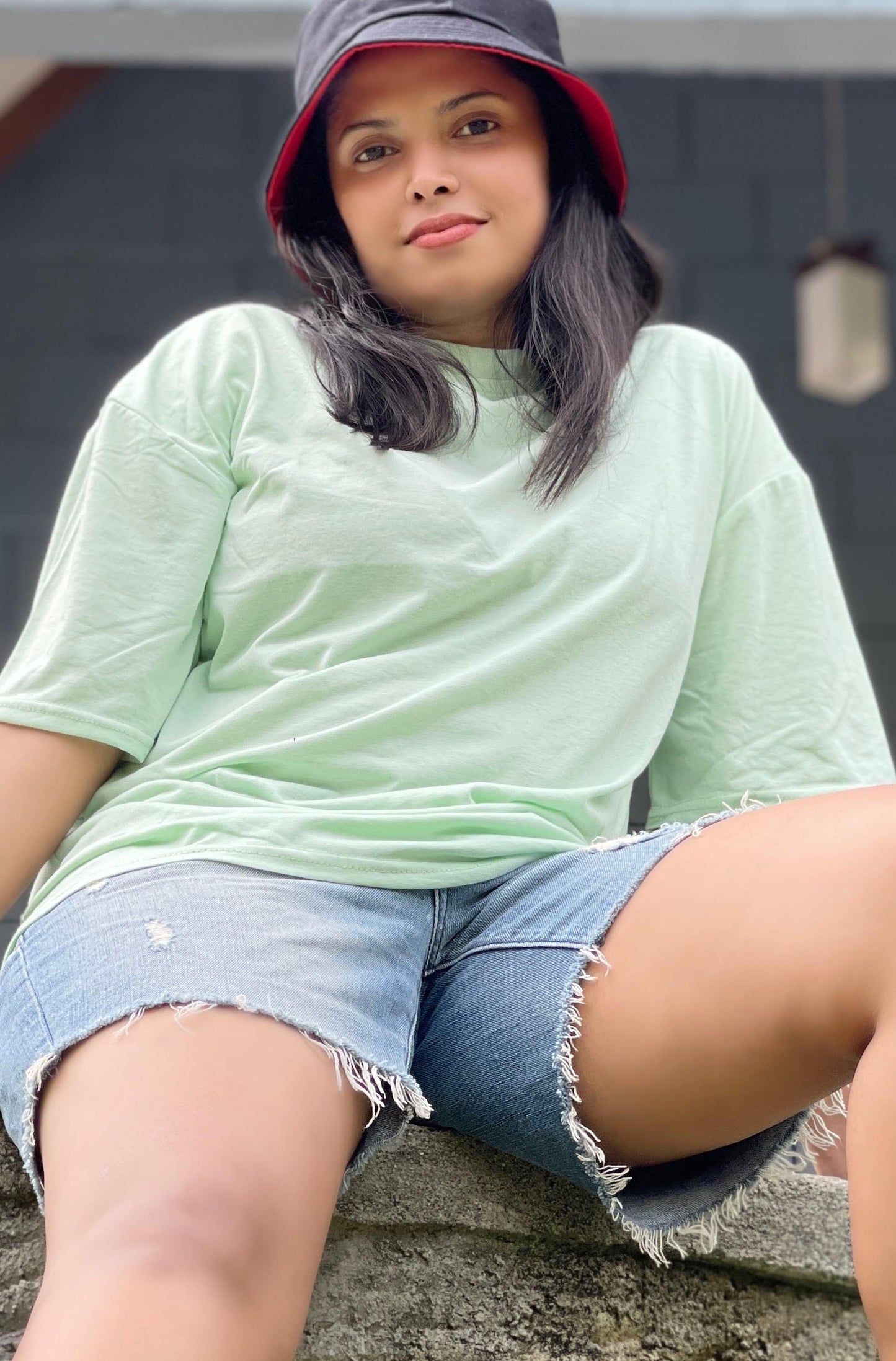 Drop Shoulder Oversized Apple Green Color T Shirt | GM203