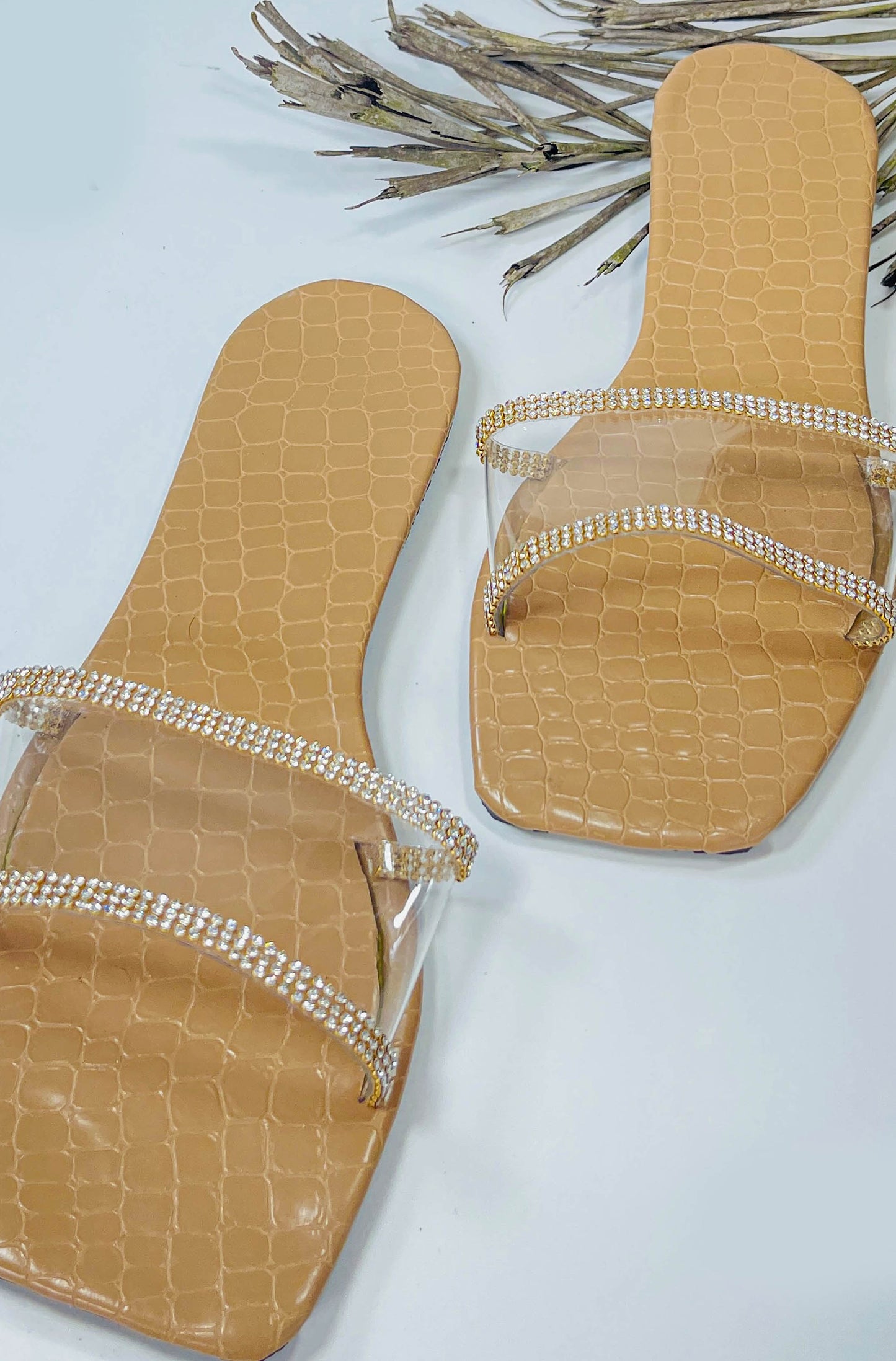 Beige Color Transparent Top Open Toe  - GW205