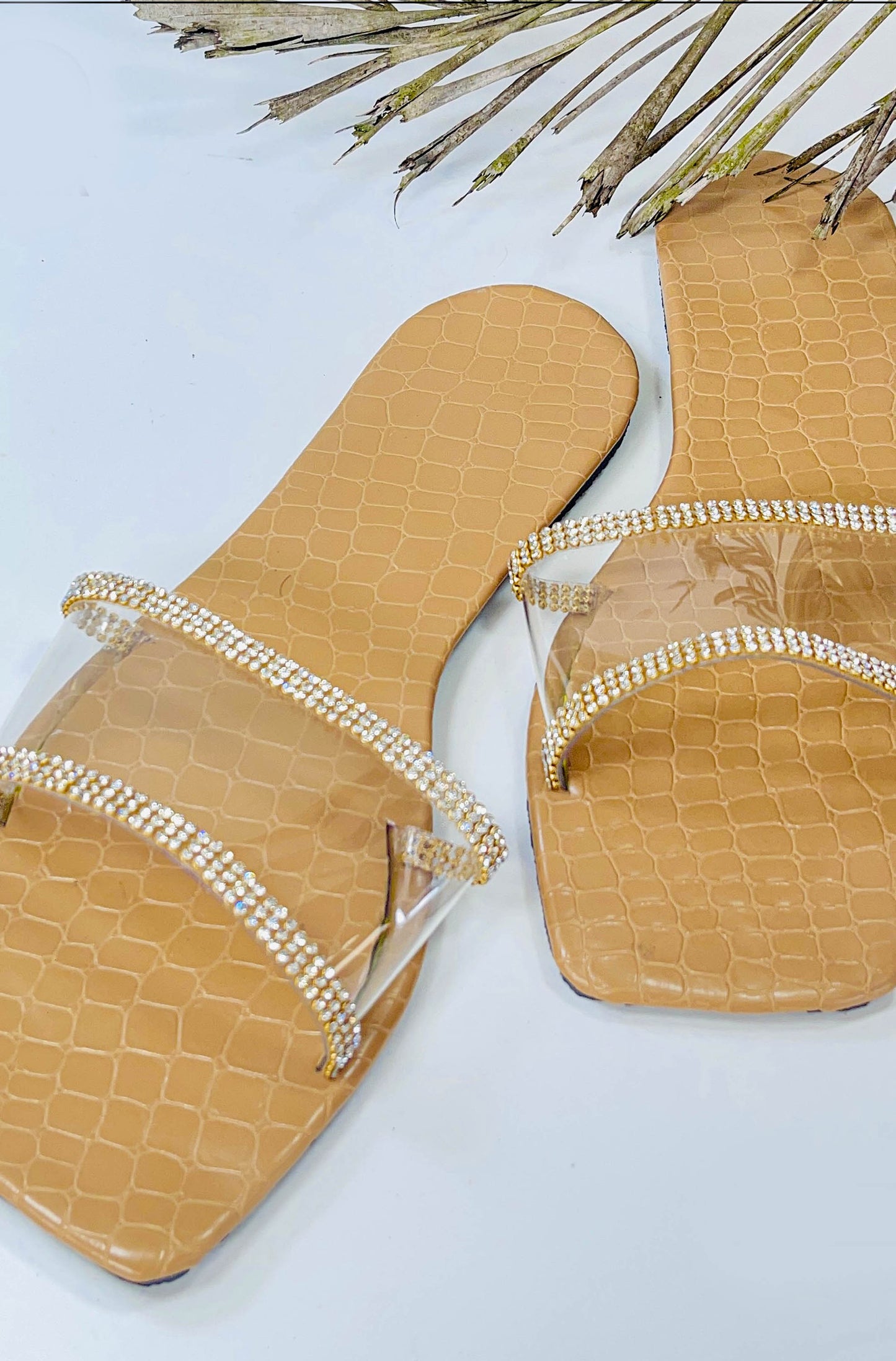 Beige Color Transparent Top Open Toe  - GW205