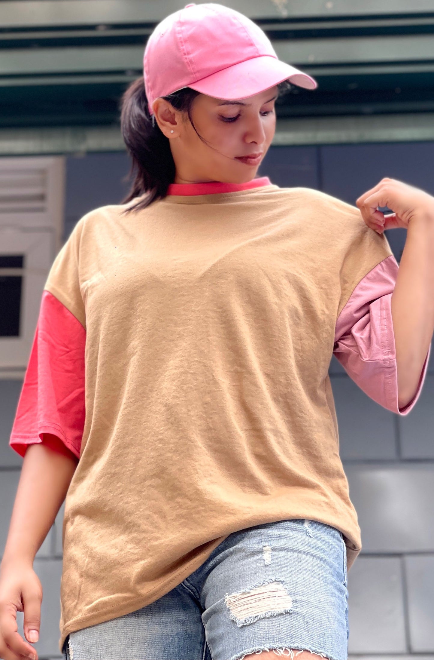 Drop Shoulder Oversized Multi Color T Shirt | GM205