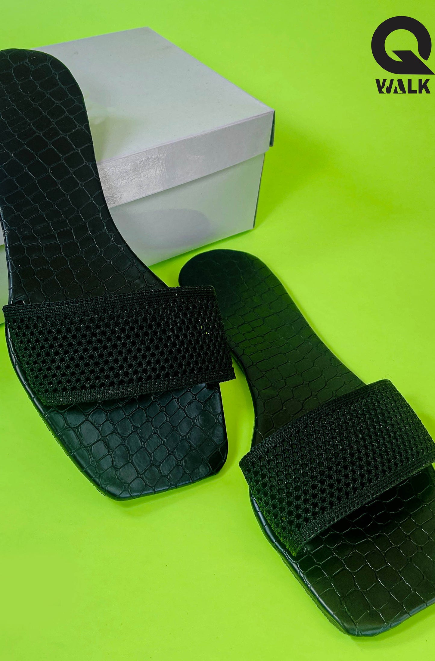 Black Color Mesh Top Open Toe  - GW206